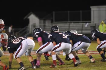 The NVHS Patriots, lined up on offense with Dade Dieterich (3) under center. The Patriots are 3-0 in district.